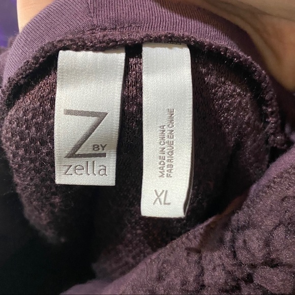 Z By Zella Sheila Fleece Hooded Pullover plum black. Sherpa.  Super soft. - Picture 14 of 14